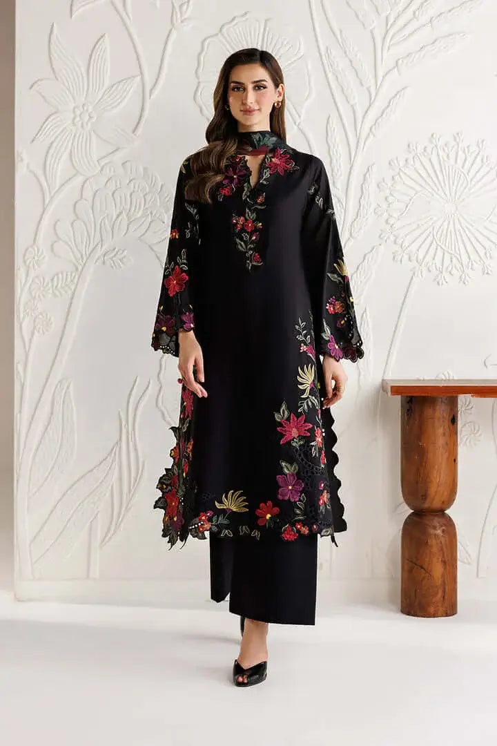 3 Piece Unstitched Heavy Embroidered Dhanak Suit with Printed Woolen Shawl