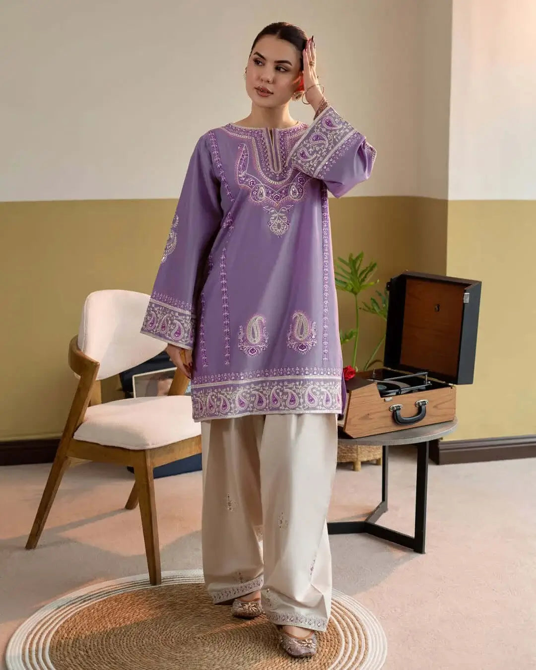 2 Piece Unstitched Heavy Embroidered Dhanak Suit