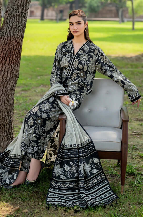 3 Piece Unstitched Digital Printed Khaddar Suit with Printed Khaddar Shawl