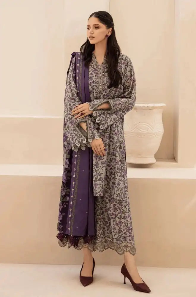 3 Piece Unstitched Digital Printed Khaddar Suit with Printed Khaddar Shawl
