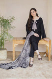 3 Piece Unstitched Heavy Embroidered Dhanak Suit with Printed Woolen Shawl