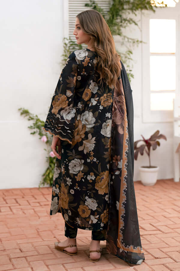 3 Piece Unstitched Embroidered Khaddar Suit with Printed Khaddar Shawl