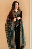 3 Piece Unstitched Heavy Embroidered Velvet Suit with Heavy Embroidered Chiffon Dupatta