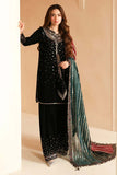 3 Piece Unstitched Heavy Embroidered Velvet Suit with Heavy Embroidered Chiffon Dupatta