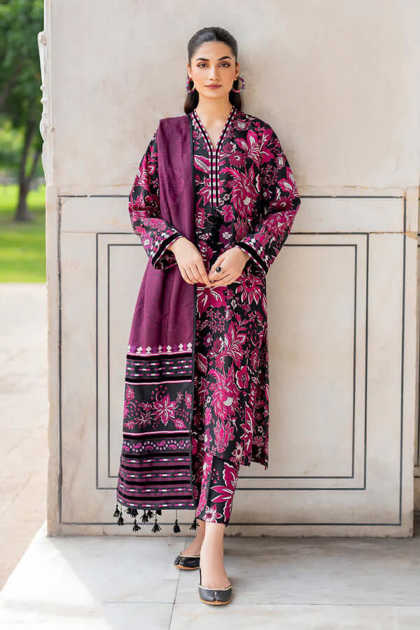 3 Piece Unstitched Digital Printed Khaddar Suit with Printed Khaddar Shawl