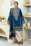 3 Piece Unstitched Heavy Embroidered Dhanak Suit with Printed Woolen Shawl