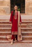 3 Piece Unstitched Heavy Embroidered Dhanak Suit with Embroidered Dhanak Wool Shawl