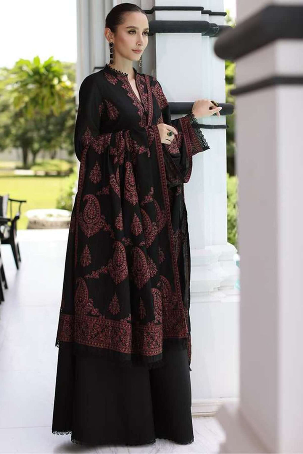 3 Piece Unstitched Heavy Embroidered Dhanak Suit with Full Embroidered Dhanak Shawl
