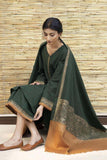 3 Piece Unstitched Embroidered Dhanak Suit With Digital Printed Woolen Shawl