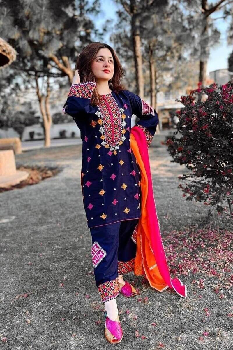 3 Piece Unstitched Heavy Embroidered Pure Lawn Suit With Heavy Embroidered Bamber Chiffon Dupatta