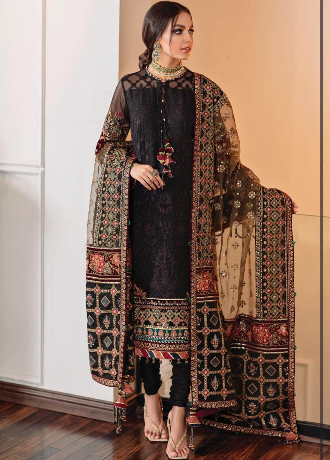 3 Piece Unstitched Heavy Embroidered Pure Lawn Suit With Heavy Embroidered Organza Dupatta